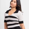 Black and White Striped Knit Top