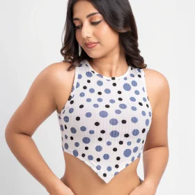 Women's Polka Dot Sleeveless Crop Top