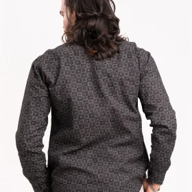 Men's black Geometric Print Long Sleeve Shirt