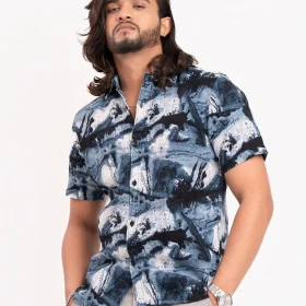 Men's Abstract Short Sleeve Button-Down Shirt